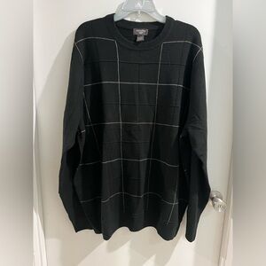Dockers Men's Black Crewneck Sweater with Grid Design, size 2XLT